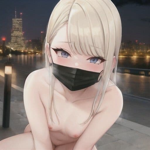 夜に全裸マスクで露出する部！！  金髪ちゃん編 サンプル2