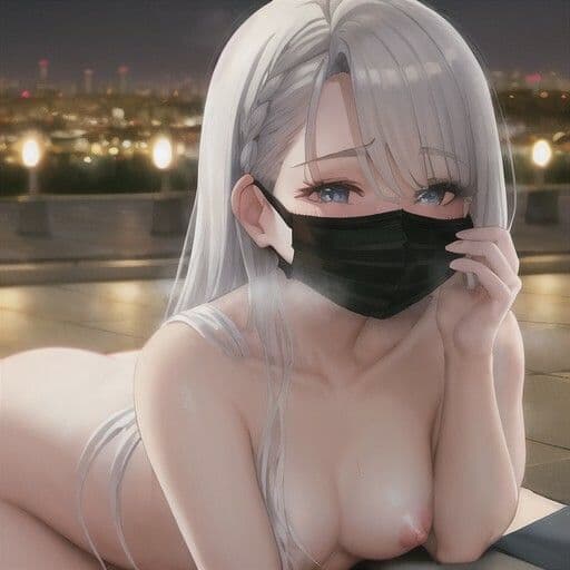 夜に全裸マスクで露出する部！！  銀髪ちゃん編 サンプル3
