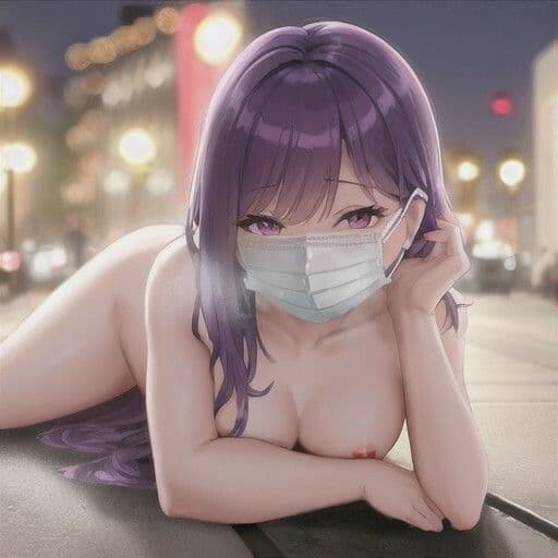 夜に全裸マスクで露出する部！！  紫髪ちゃん編 サンプル4