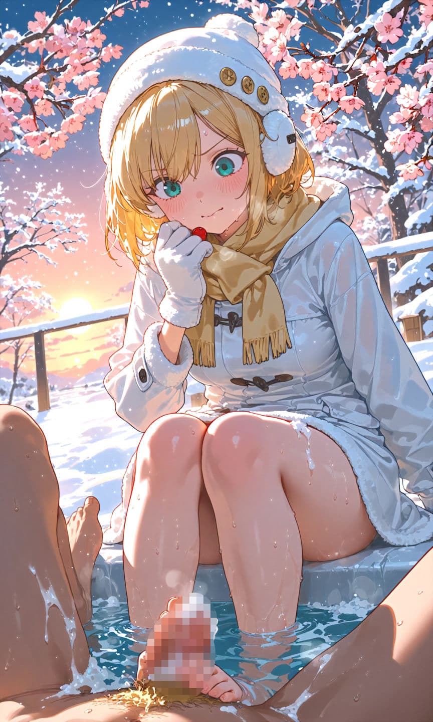 金髪貧乳美少女のえっちな写真集vol.45〜春の雪の夕方の風呂編〜 サンプル1