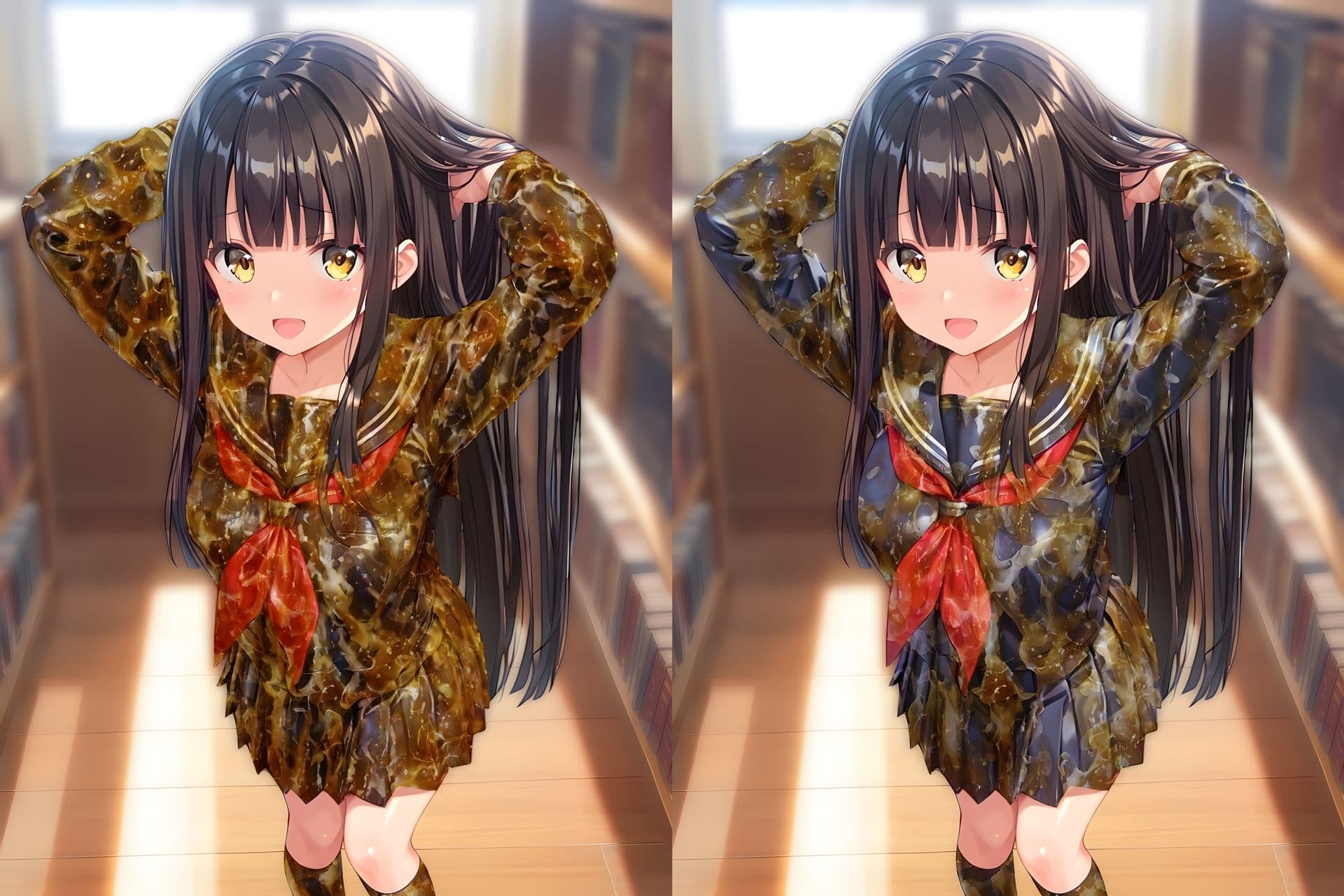 黒髪美少女のセーラー服をぶっかけ無洗浄 サンプル2