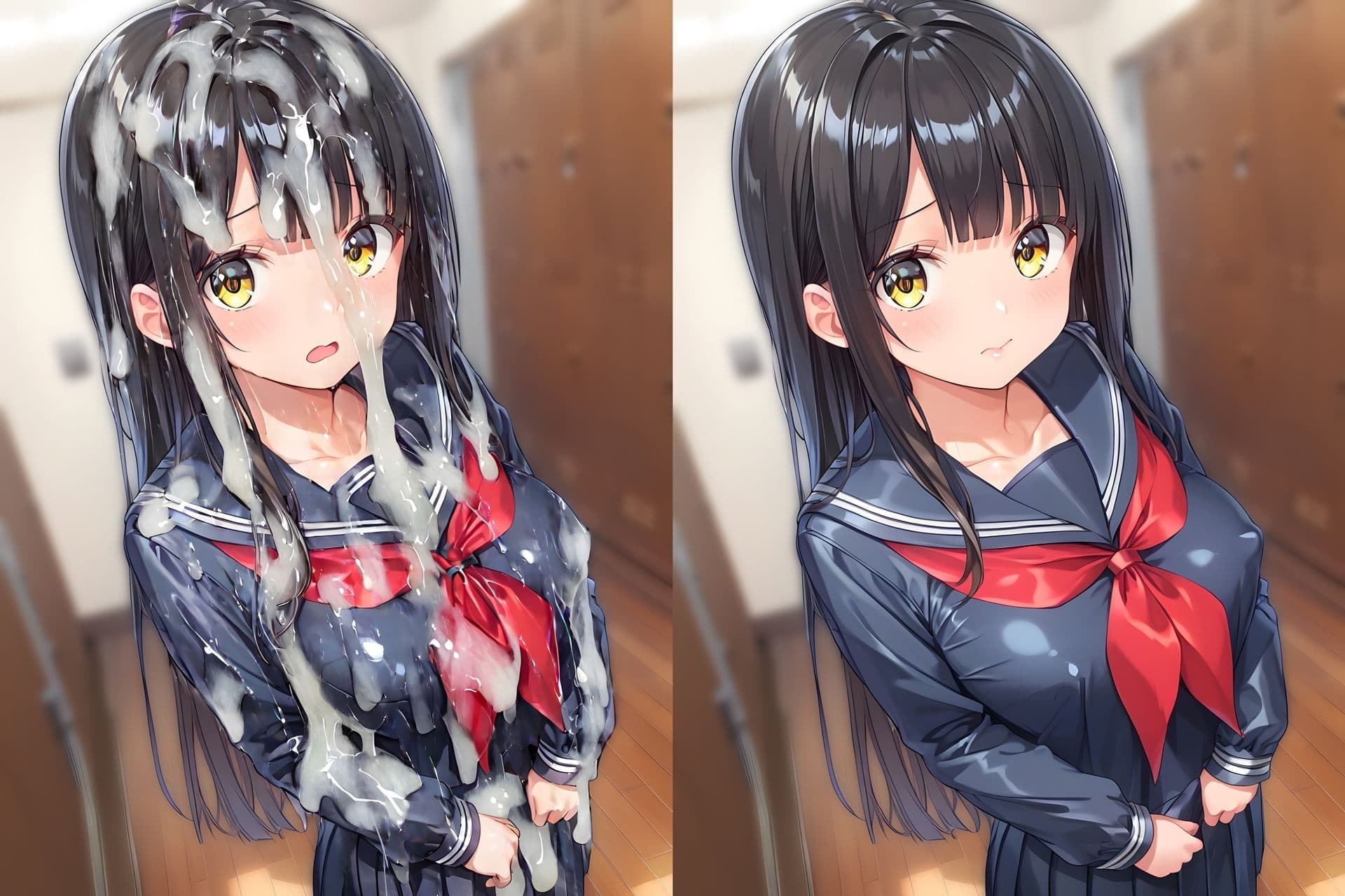 黒髪美少女のセーラー服をぶっかけ無洗浄 サンプル3