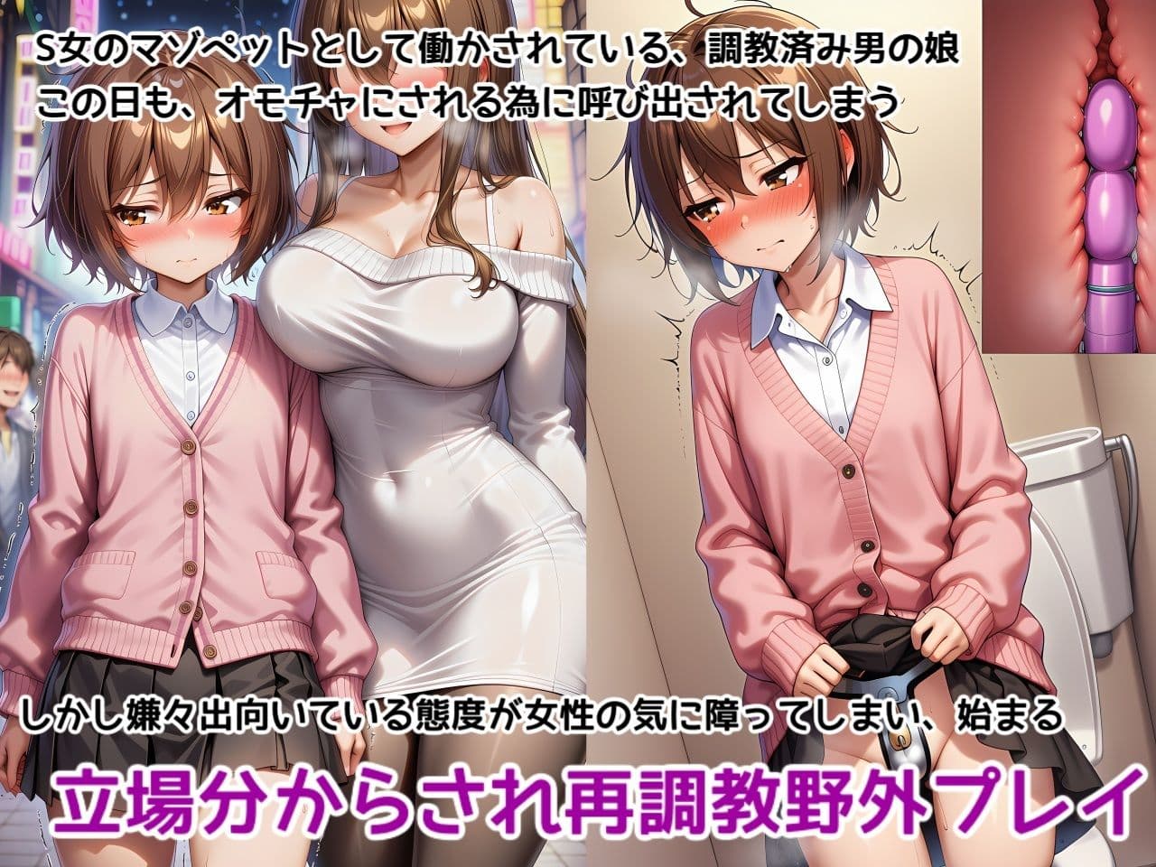 男の娘メス堕ち調教・恥辱野外調教〜お姉さんに野外でメスイキ調教され尊厳破壊恥辱でマゾメスペット堕ちを分からせられちゃう男の娘の話 サンプル1