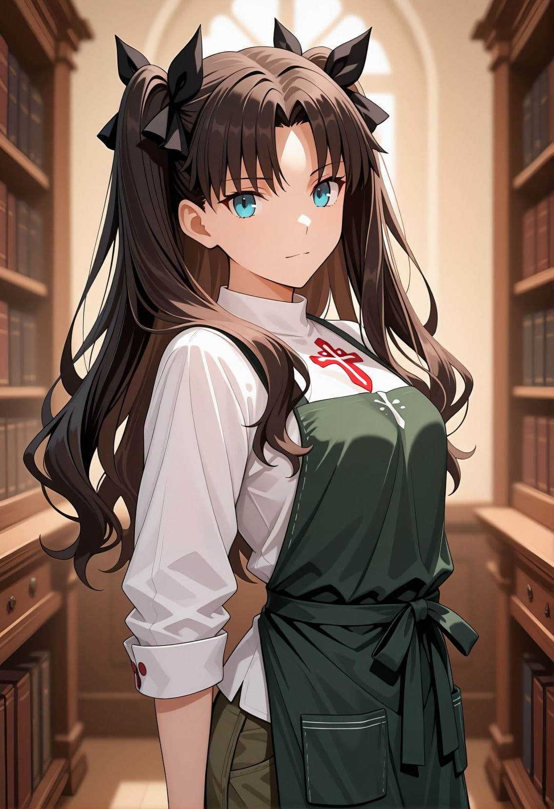 F〇teパロディ遠〇凛 裸エプロン図書館孕ませ連続行為 制服妊娠シチュ満載エロ画像166枚 サンプル2