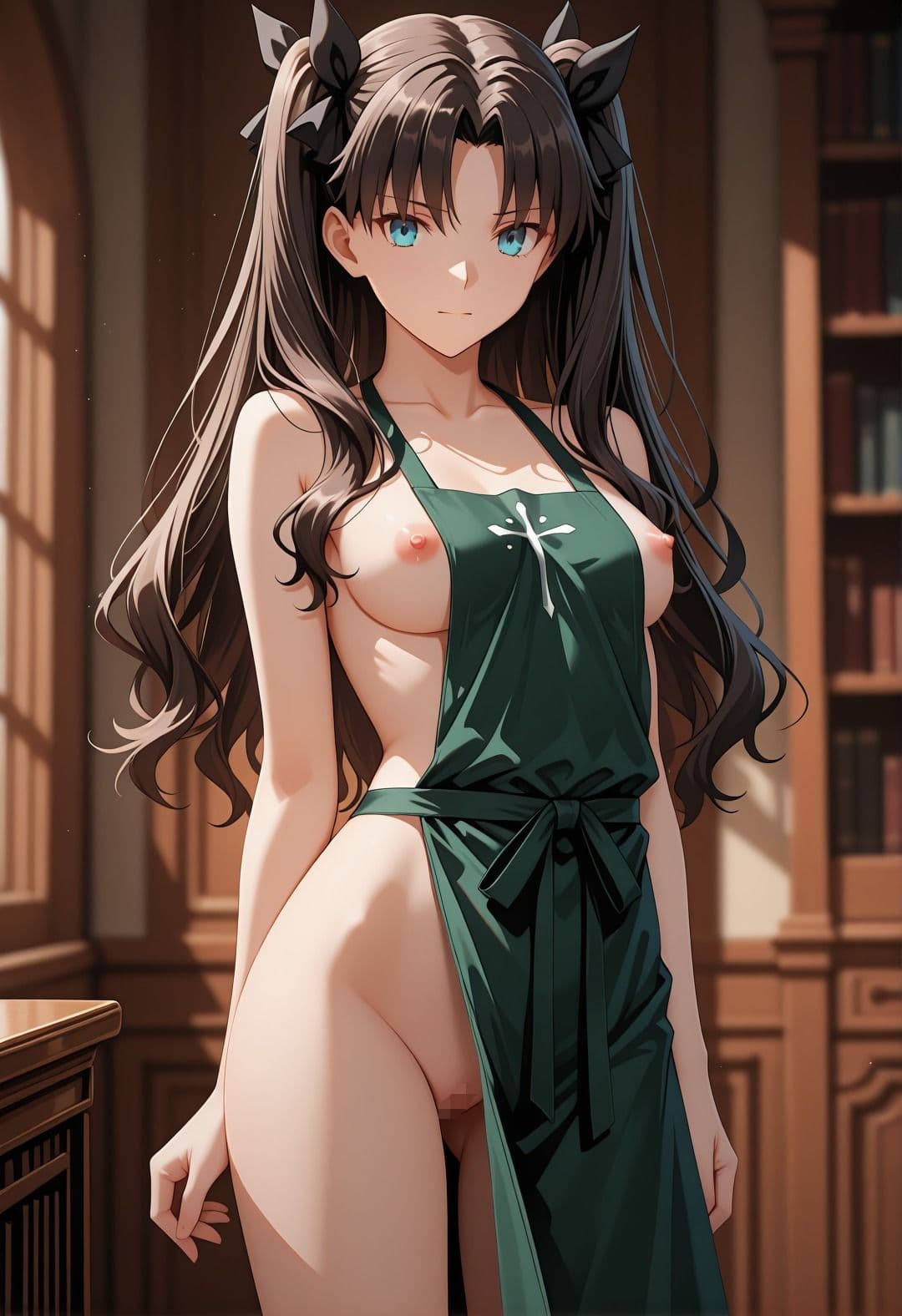 F〇teパロディ遠〇凛 裸エプロン図書館孕ませ連続行為 制服妊娠シチュ満載エロ画像166枚 サンプル6