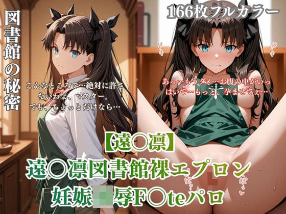 F〇teパロディ遠〇凛 裸エプロン図書館孕ませ連続行為 制服妊娠シチュ満載エロ画像166枚