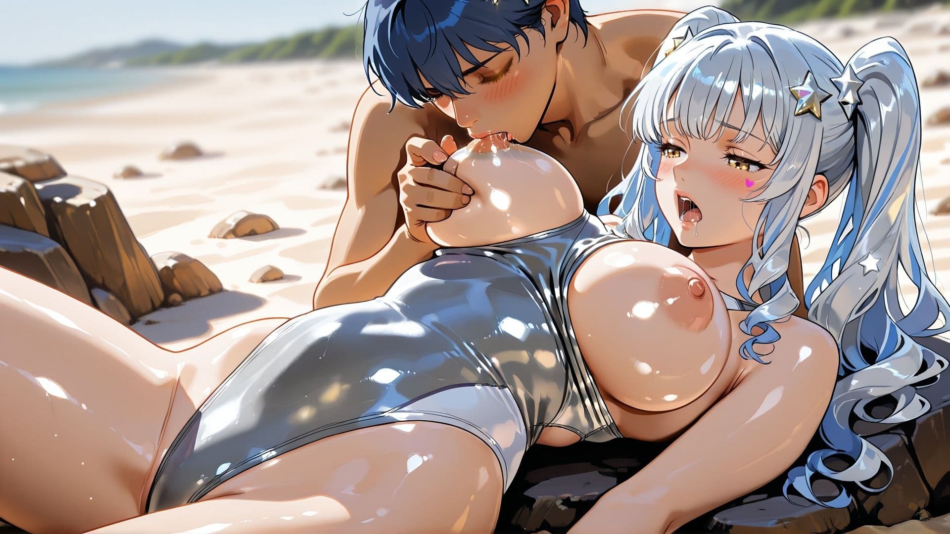 【4k120FPSフルアニメーション動画】乳もみ、乳首責め ビーチで青姦SEX 見られちゃたらどうしよう！！ ルナは我慢できません サンプル5
