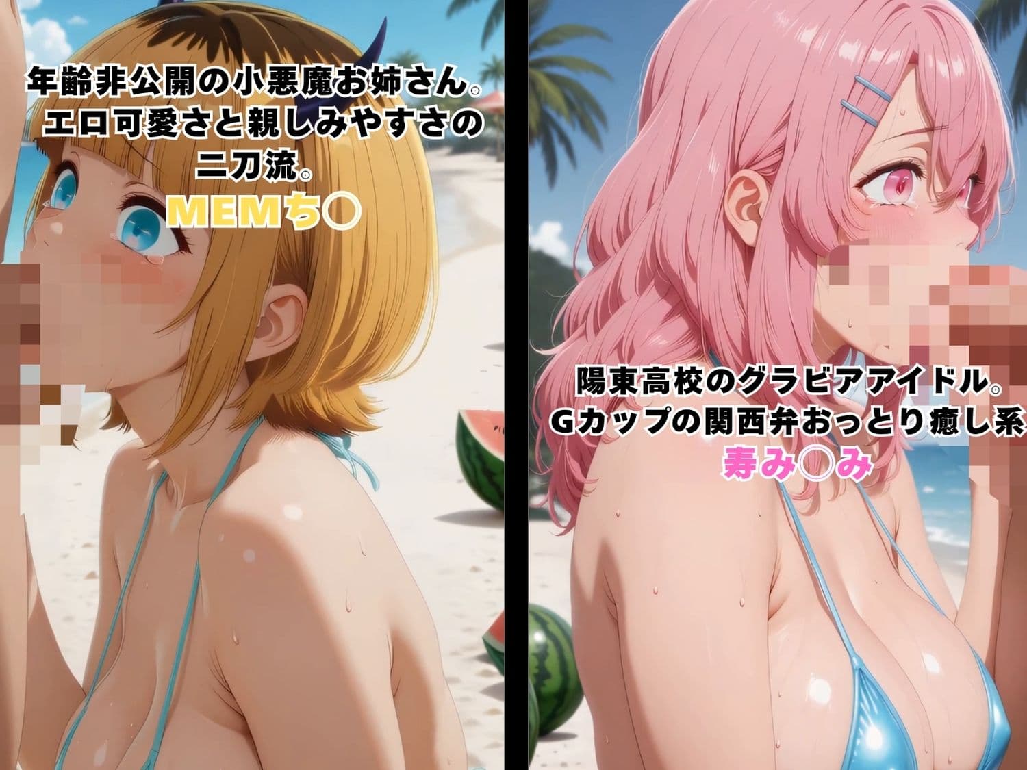 アイドルたちの卑猥なバカンス 〜南国ビーチでエッチなレッスン〜 【動画＆イラストセット】 サンプル4