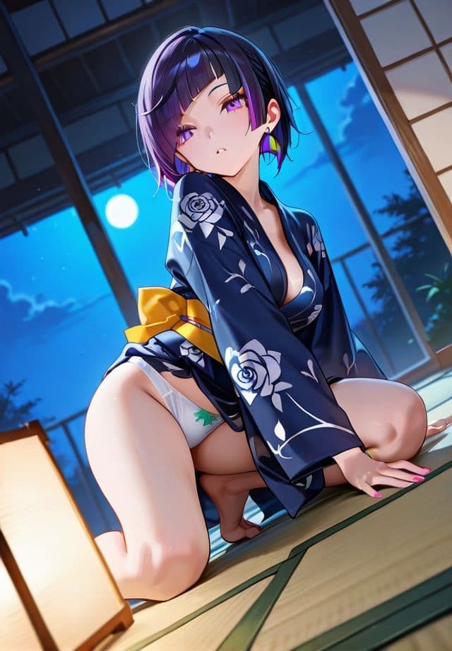 夏夜の浴衣から覗く下着 サンプル6