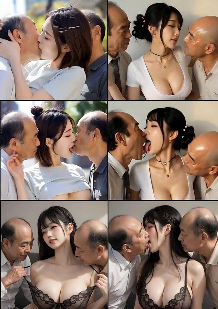 美女とおじさんのディープキス キス好き大集合♪ 3P編2 サンプル3