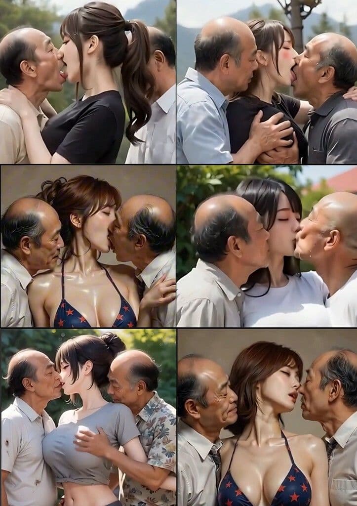 美女とおじさんのディープキス キス好き大集合♪ 3P編2 サンプル4