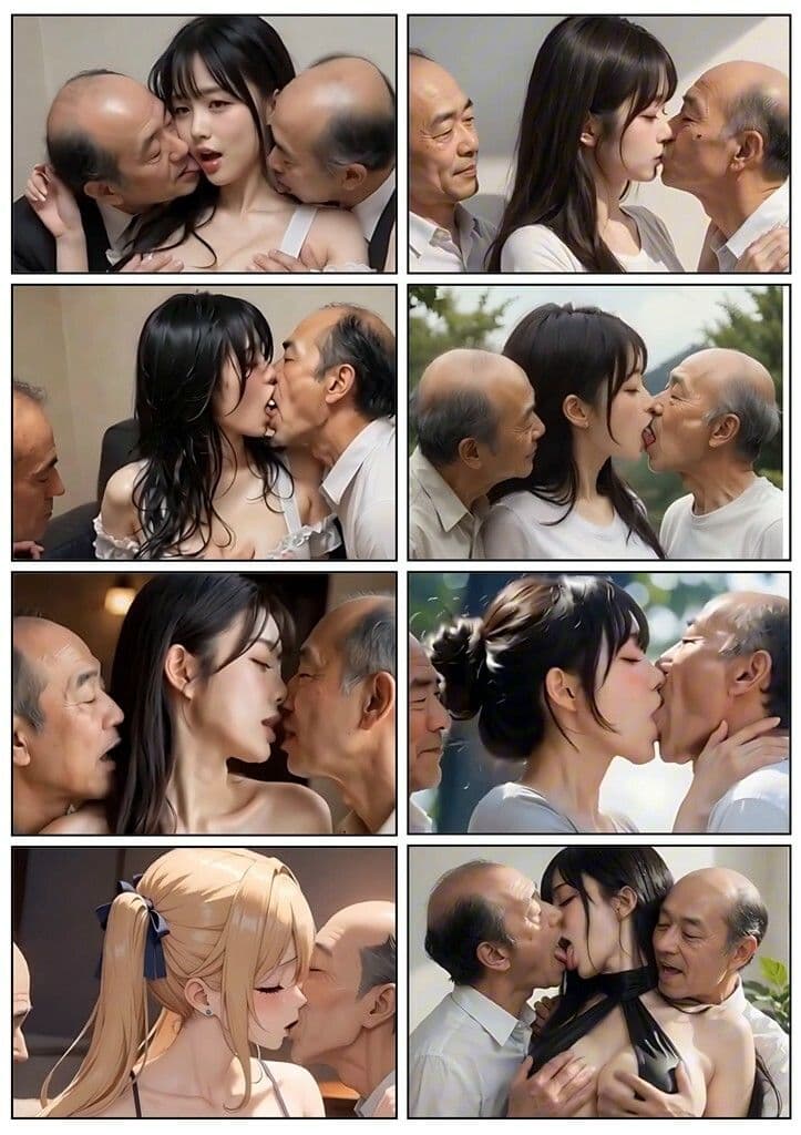 美女とおじさんのディープキス キス好き大集合♪ 3P編2 サンプル5