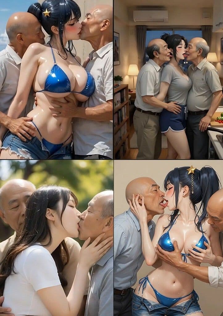 美女とおじさんのディープキス キス好き大集合♪ 3P編2 サンプル8