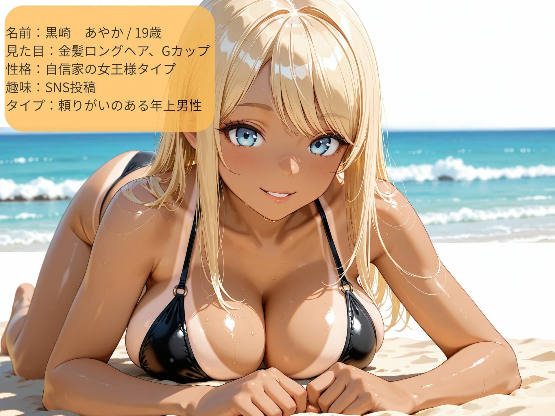 巨乳黒ギャルビッチに逆ナンされてビーチで生ハメ！ サンプル1