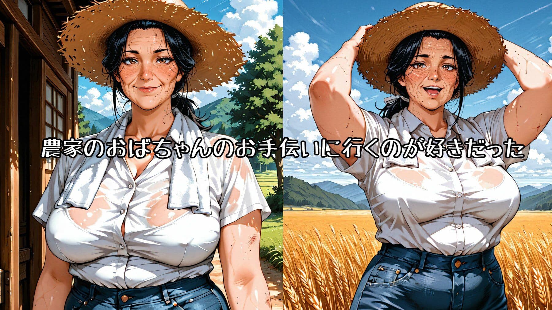 農作業の手伝いをしたらおばちゃんのおっぱい見せてもらえた サンプル1