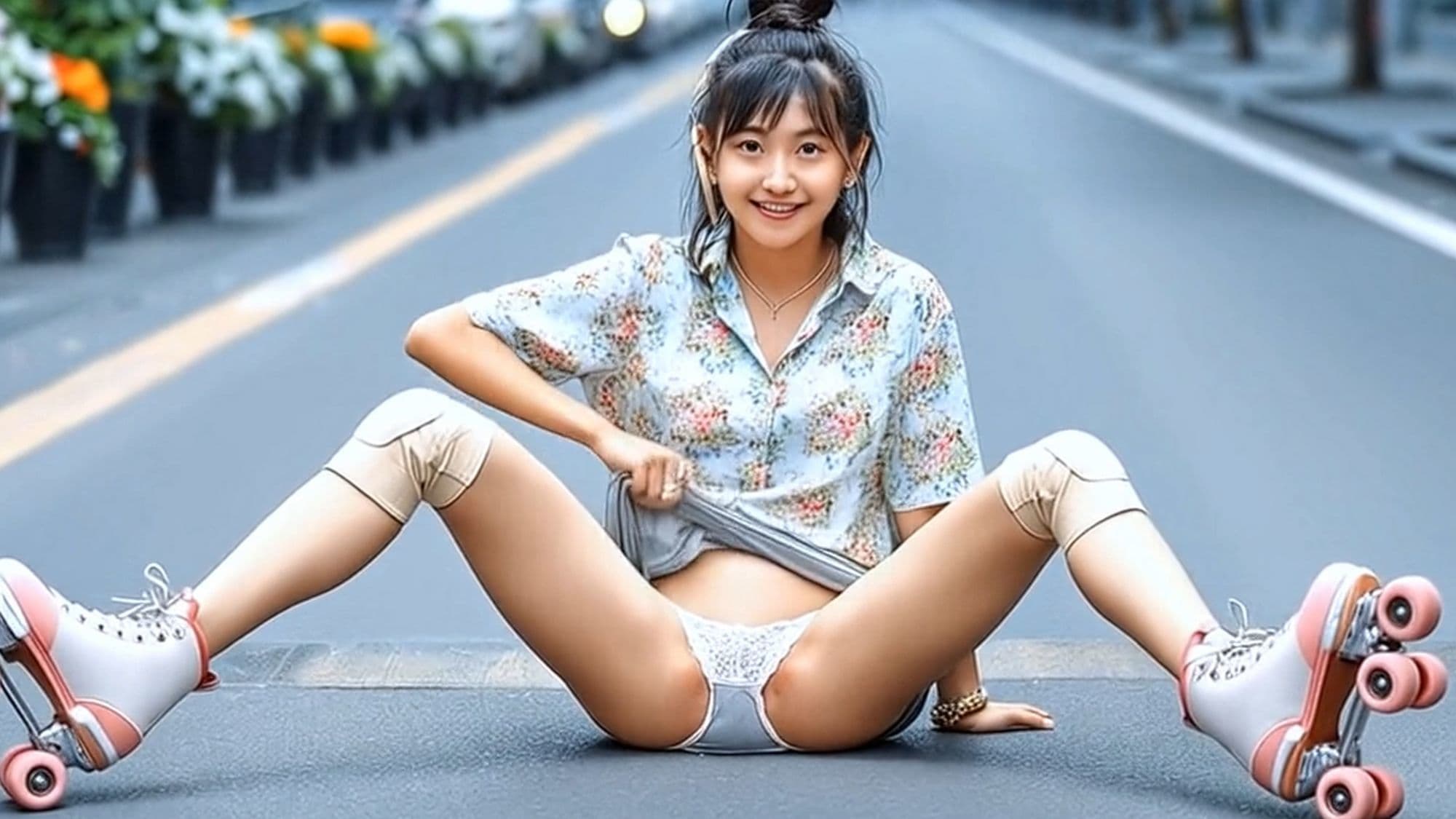 妄想25 生パンでローラースケートするギャル AI生成動画 サンプル2