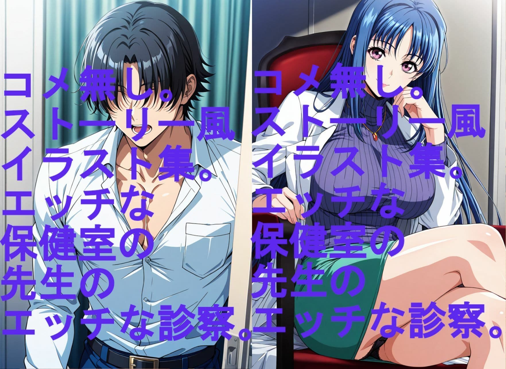 ストーリー風イラスト集。保健室の先生のエッチな診察 サンプル1