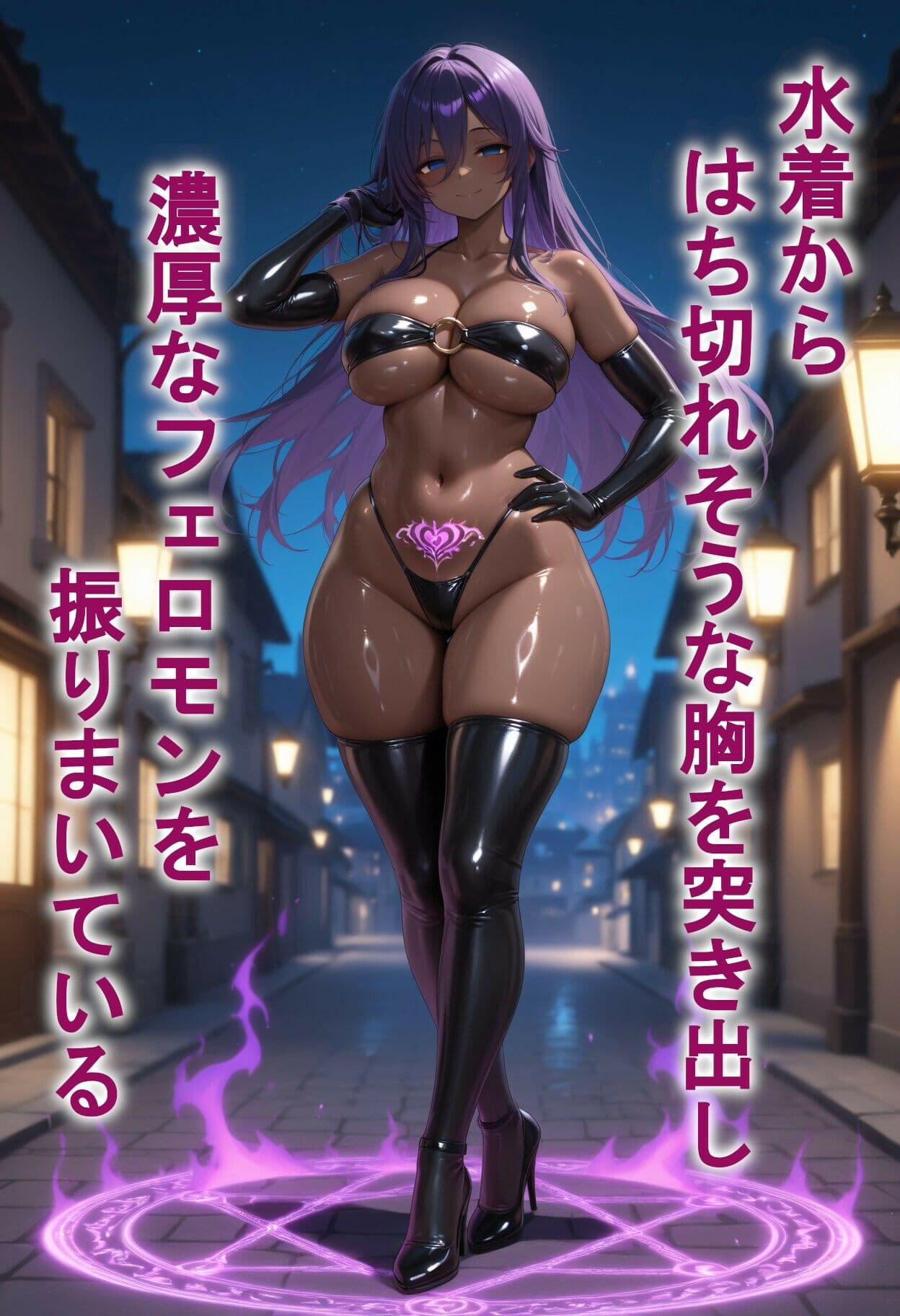 【悪堕ち×淫紋】紫髪の褐色爆乳魔法少女。はち切れそうな肉厚ボディを晒し、ラブホで徹底的に貪り尽くされる淫らな末路！ サンプル5