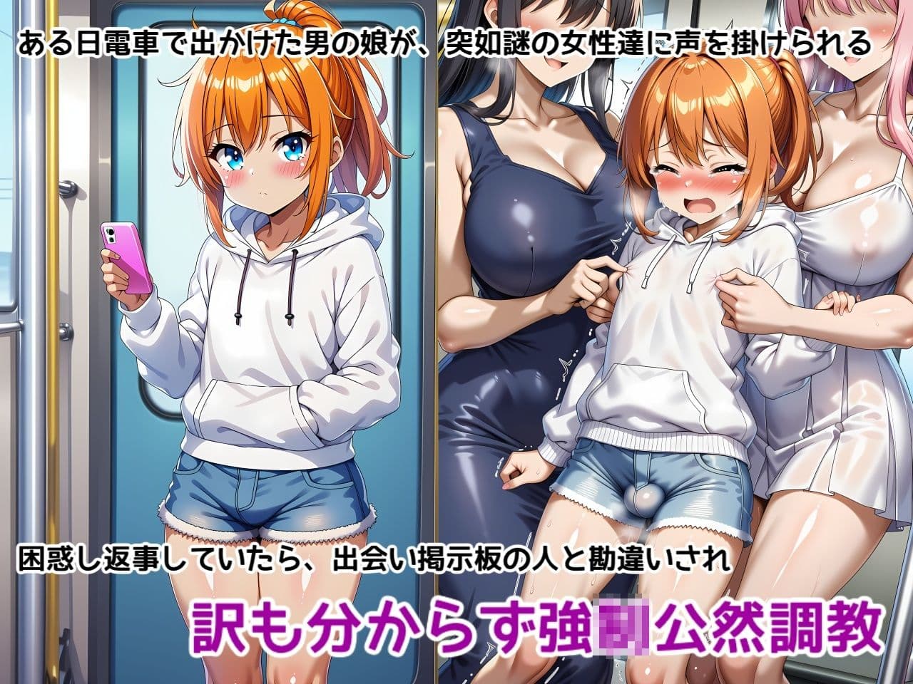 男の娘メス堕ち調教・恥辱尊厳破壊〜お姉さん達に恥ずかしい恰好で責められて尊厳破壊されメス堕ち屈服させられちゃう男の娘の話 サンプル1