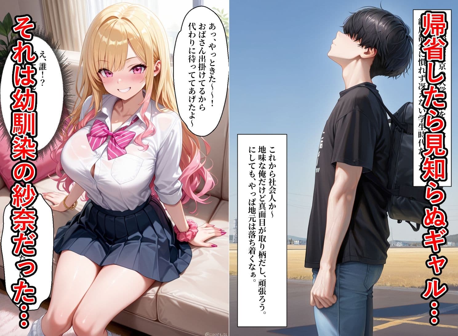 ギャルになった幼馴染が誘惑してくるので処女卒業させてあげた【セリフ付き】 サンプル1