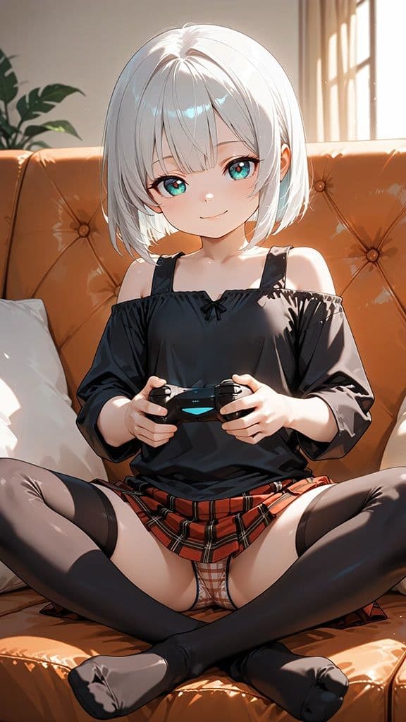 銀髪ショートカットの妹がパンツを見せて誘惑してくるCG集 サンプル7