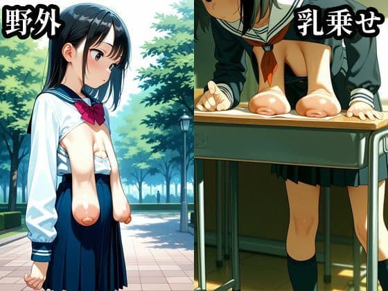 乳だけ出してるCG集  細長垂れ乳学生の日常編 サンプル1