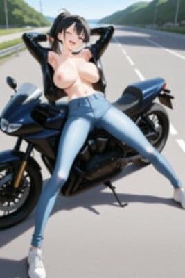 【裸ジーンズ女子12】乳首丸見えのライダースガール サンプル10
