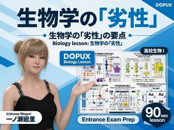【▲20】一ノ瀬廻里 大学に進学し強豪予備校『DOPUX（ドピュックス』で生物I，IIを教える名物講師に！（Vol.013:劣性）