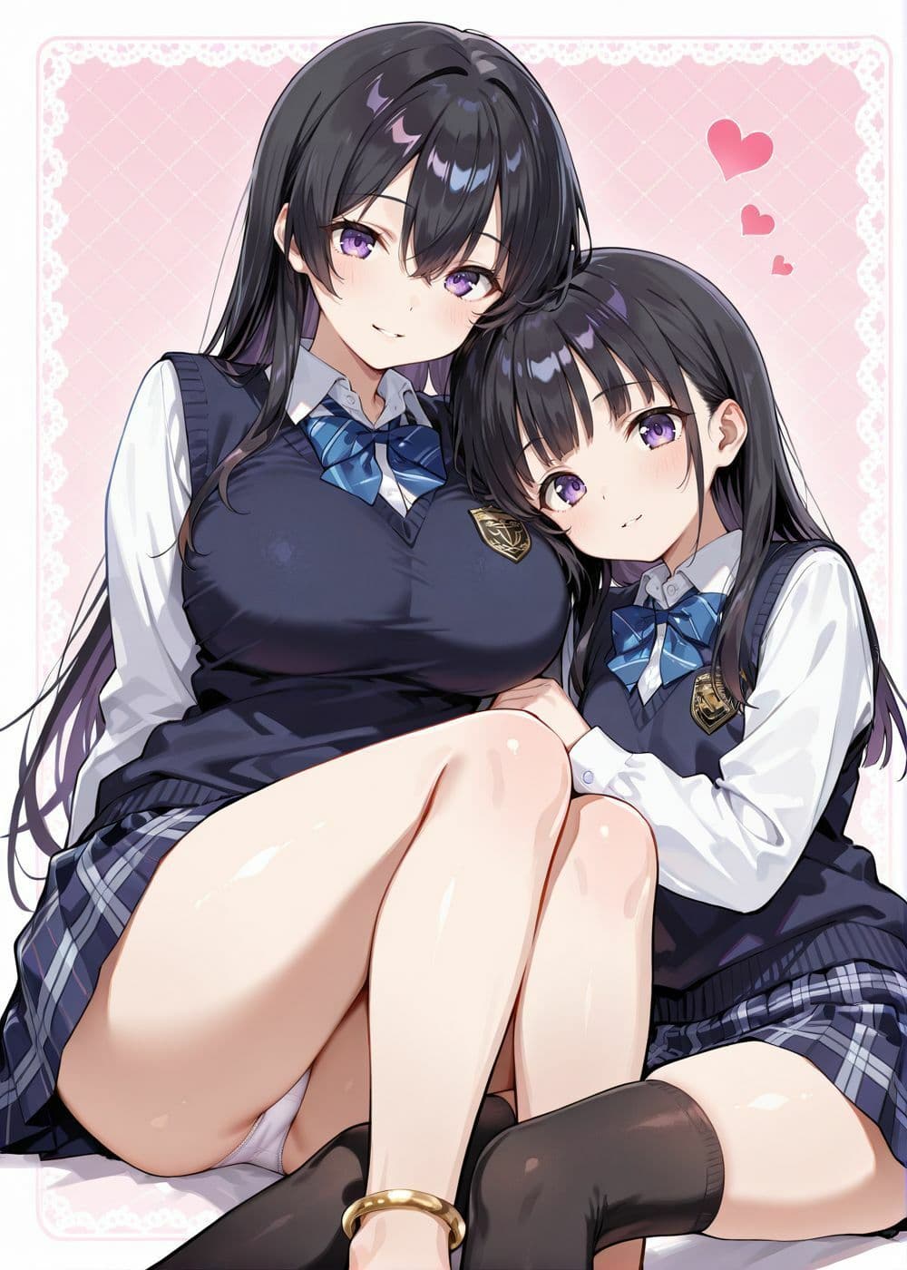 ピンクの甘い部屋で制服をはだけたJK姉妹がおじさんに犯●れ開発調教…大量白濁が乳房を伝い落ちる恍惚の表情 サンプル1