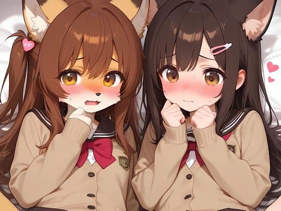 【AI・100枚】獣ヶ盛女学院の生徒たち1,2,3【計100枚】【ケモノ獣耳女学院ぱんつ】