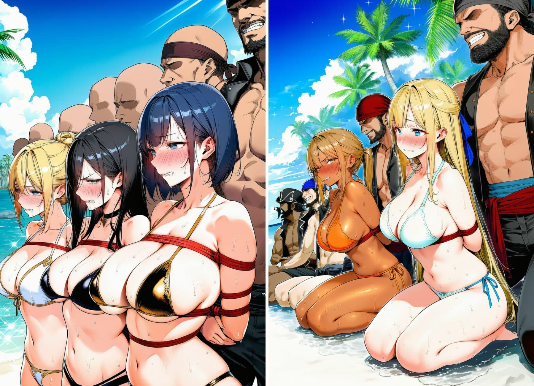 女戦士パーティー陥落記〜水着編 巨乳女戦士5人、南国の海賊島で堕とされる〜 サンプル3