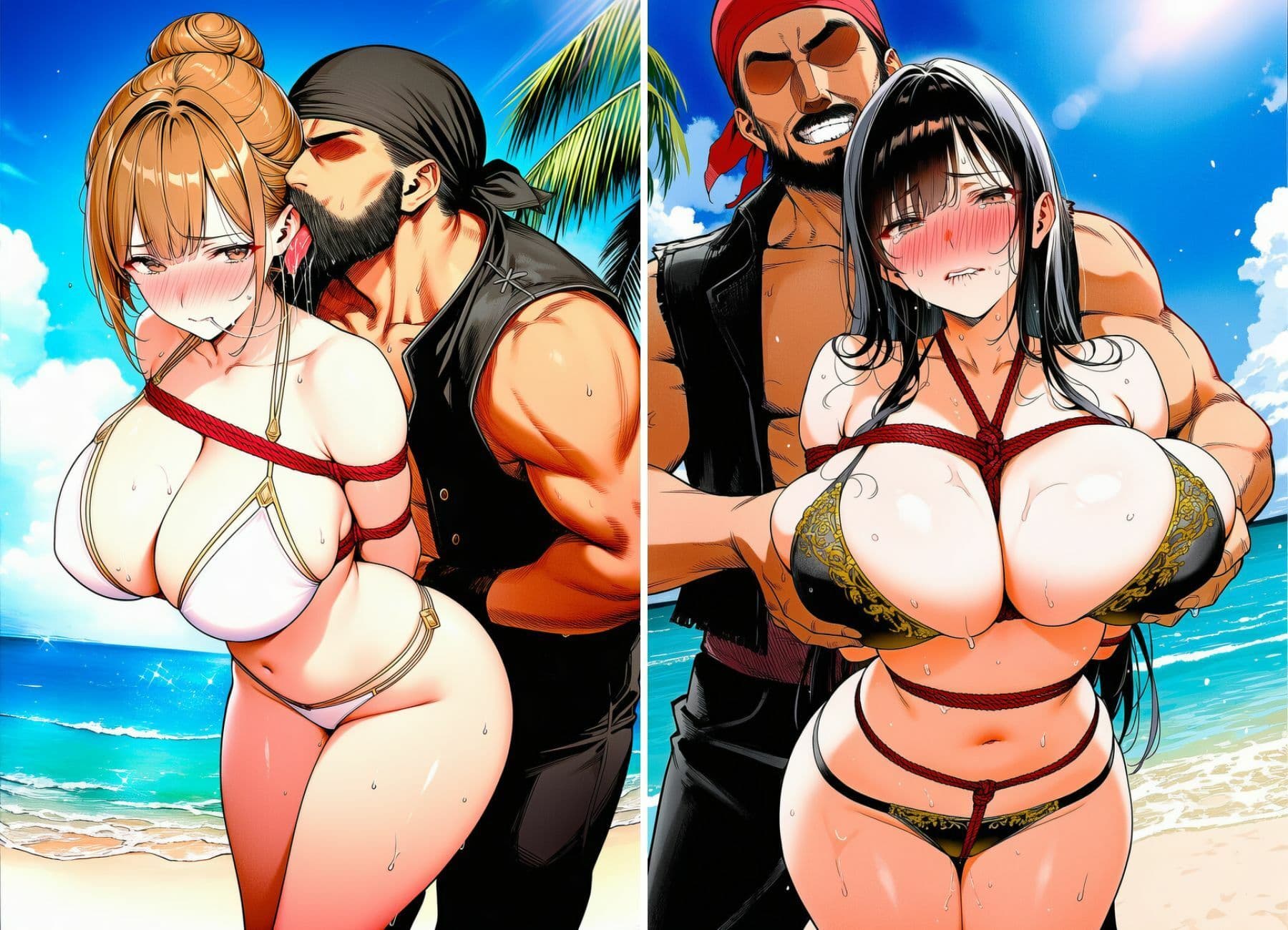 女戦士パーティー陥落記〜水着編 巨乳女戦士5人、南国の海賊島で堕とされる〜 サンプル4