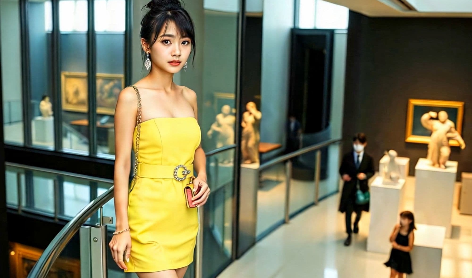 妄想26 露出狂の女・美術館でパンティ見せ AI生成動画 サンプル1