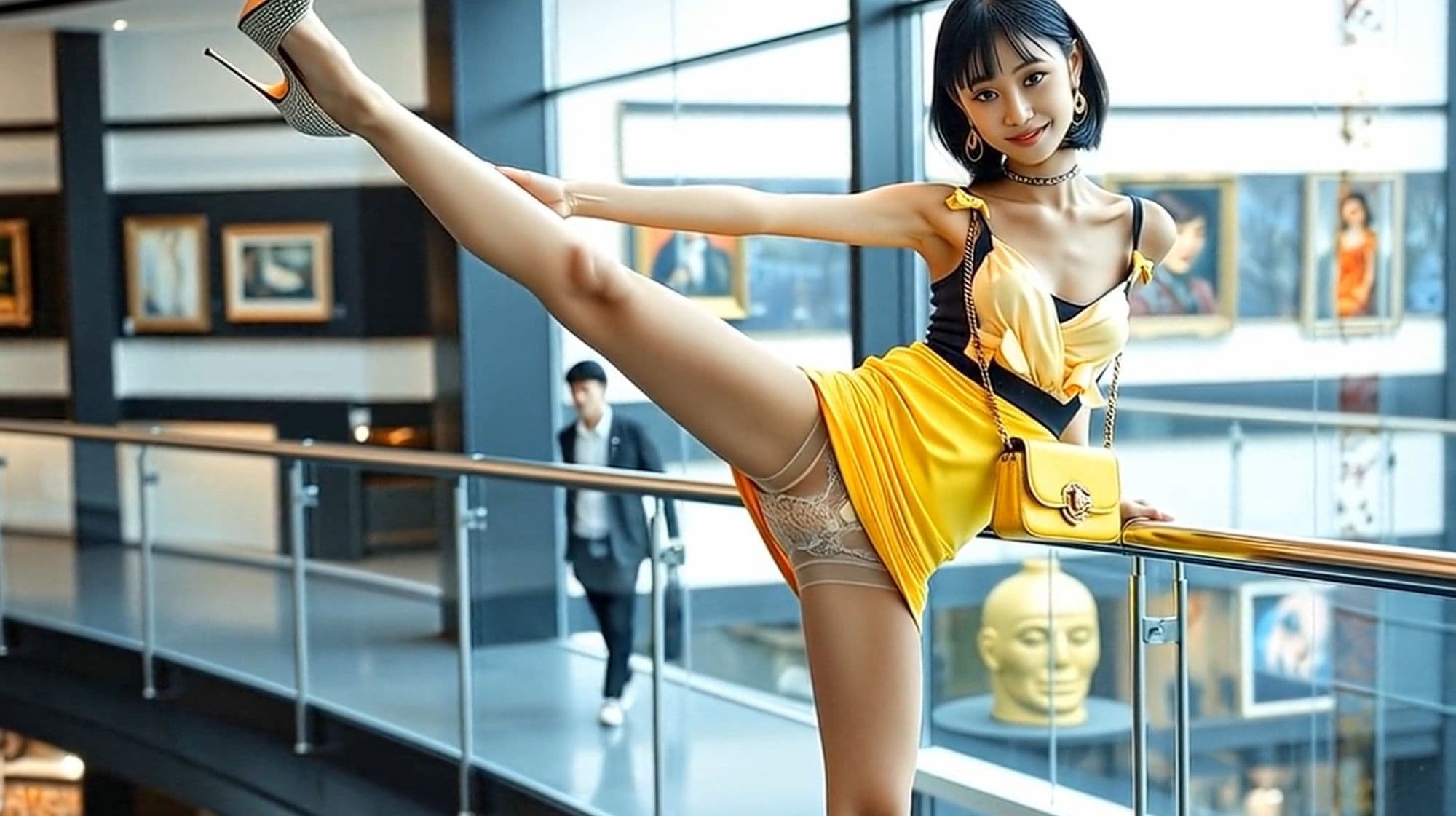 妄想26 露出狂の女・美術館でパンティ見せ AI生成動画 サンプル4
