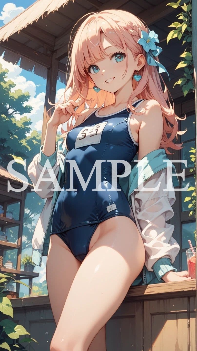 【豪華500枚セット】Blue Swimsuit サンプル1