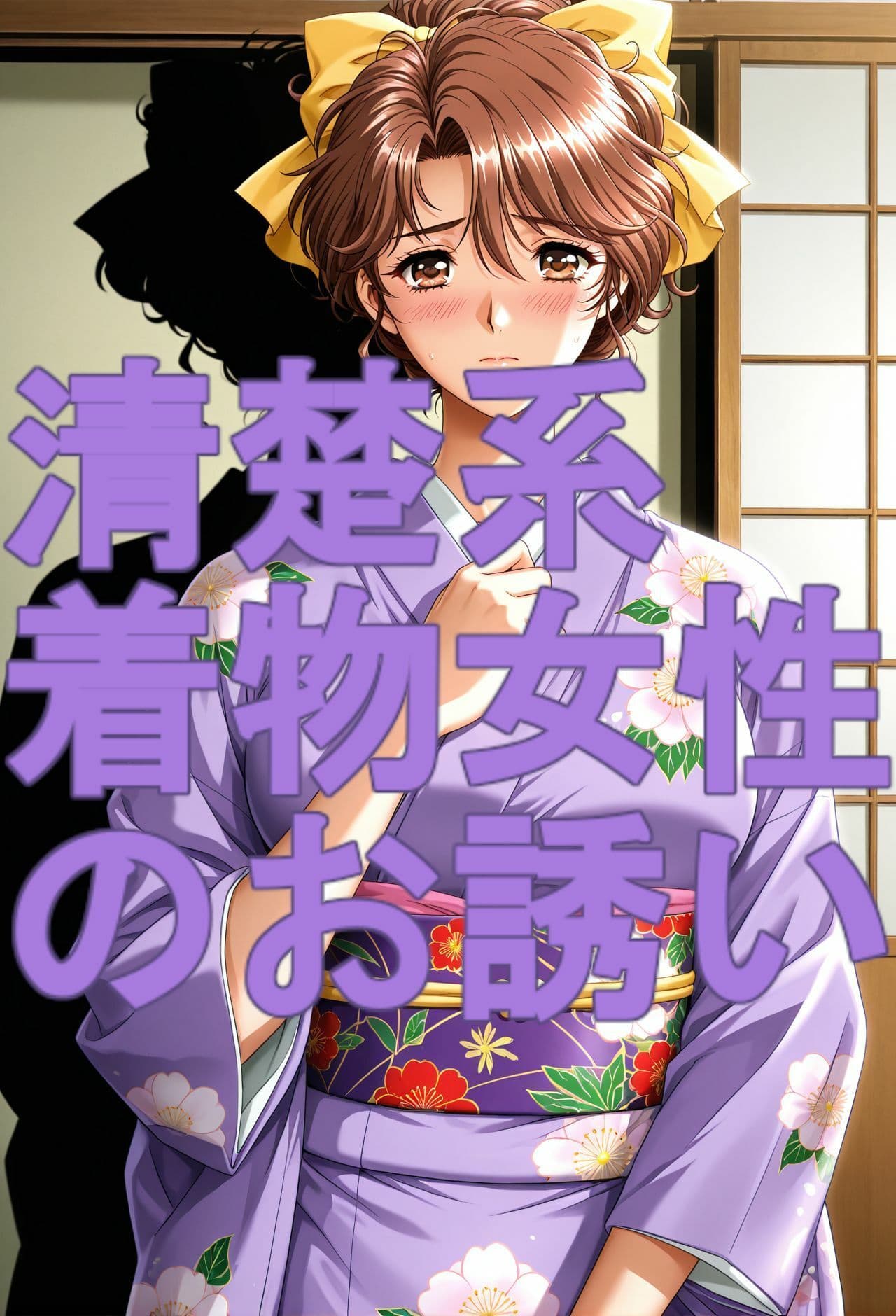 ストーリー風、イラスト集。日本語、吹き出しコメントあり。清楚系着物女性のお誘い。 サンプル9