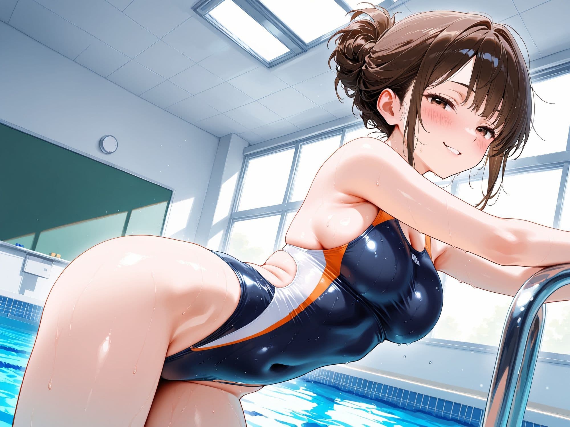 【AIイラストCG集】水泳部マネージャーの秘密の放課後。怪我で手が動かせない俺のために、誰もいない部室で汗を流しながら尽くしてくれる背徳の全身奉仕 160枚 サンプル7
