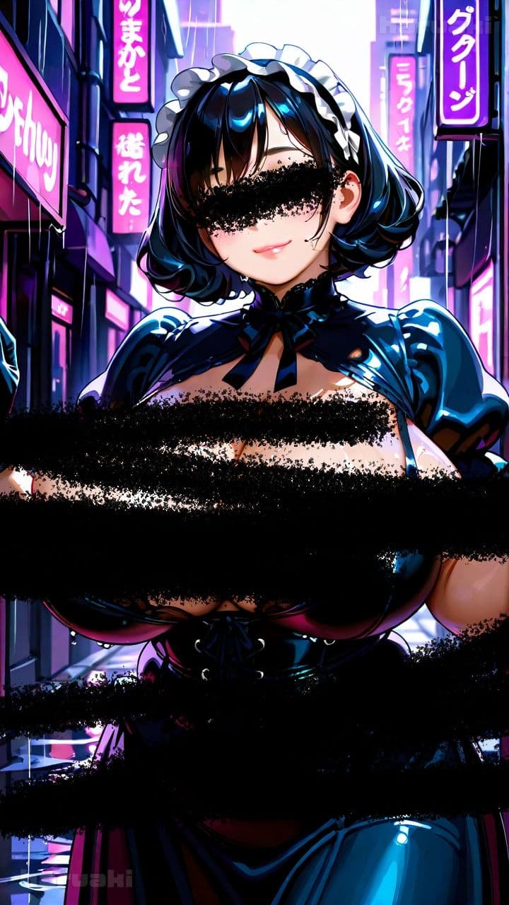 【AIアニメ巨乳美女写真集】Vol.16路地で出会ったふわふわ系ゴスロリ山口さんのおっぱいバトル サンプル1