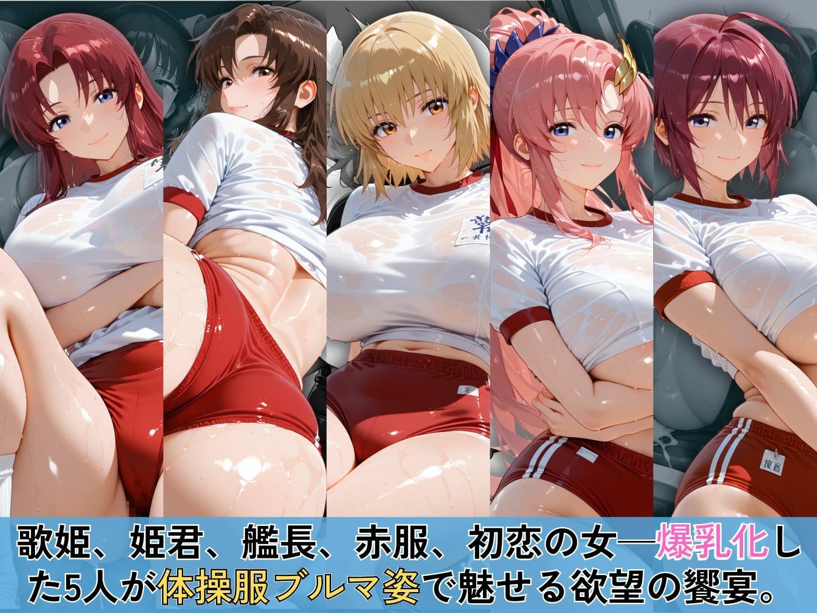 赤いブルマに食い込む欲望のSEED爆乳ヒロイン5人 体操服スペシャル サンプル1