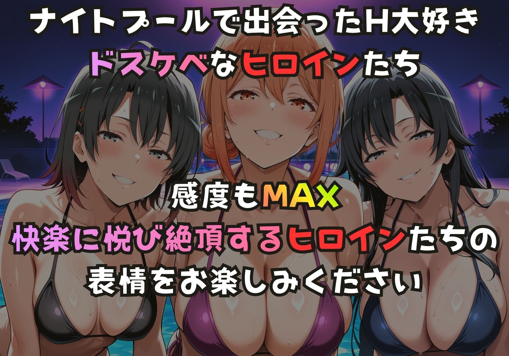 ナイトプールでガンギマるドスケベヒロイン 雪ノ下陽〇＆ガハマ〇＆平塚〇 サンプル1
