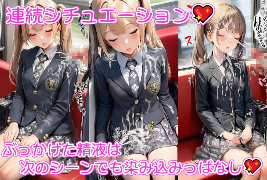 【完全着衣】すやすやJK 制服ぶっかけ・顔面射精 サンプル2