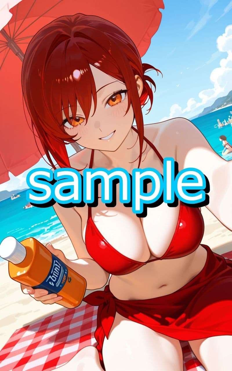 幼なじみお姉さんに日焼け止め塗ってたら勃起バレして岩陰でSEXするイラスト集 サンプル2