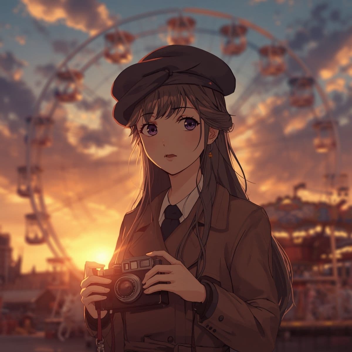 【AIイラスト集】NOSTALGIA III - 追憶のネガフィルムと夕暮れの遊園地 - サンプル8