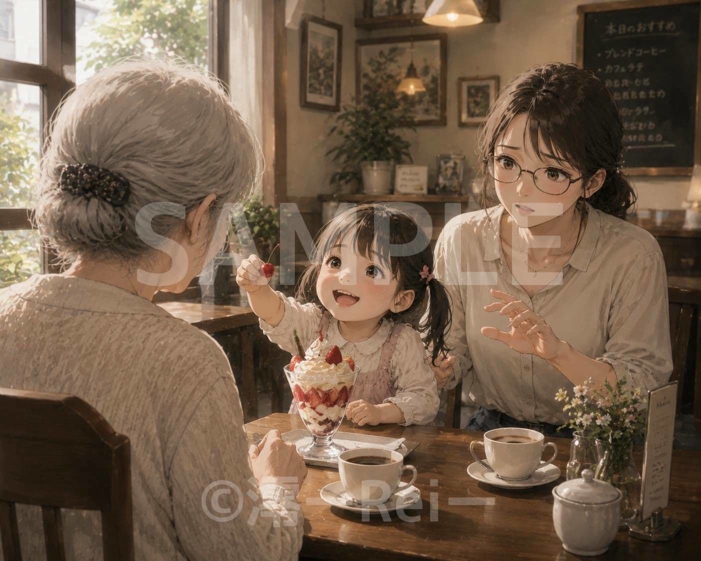 カフェの女性たち サンプル4