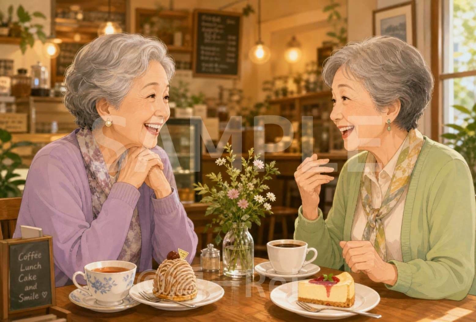 カフェの女性たち サンプル6