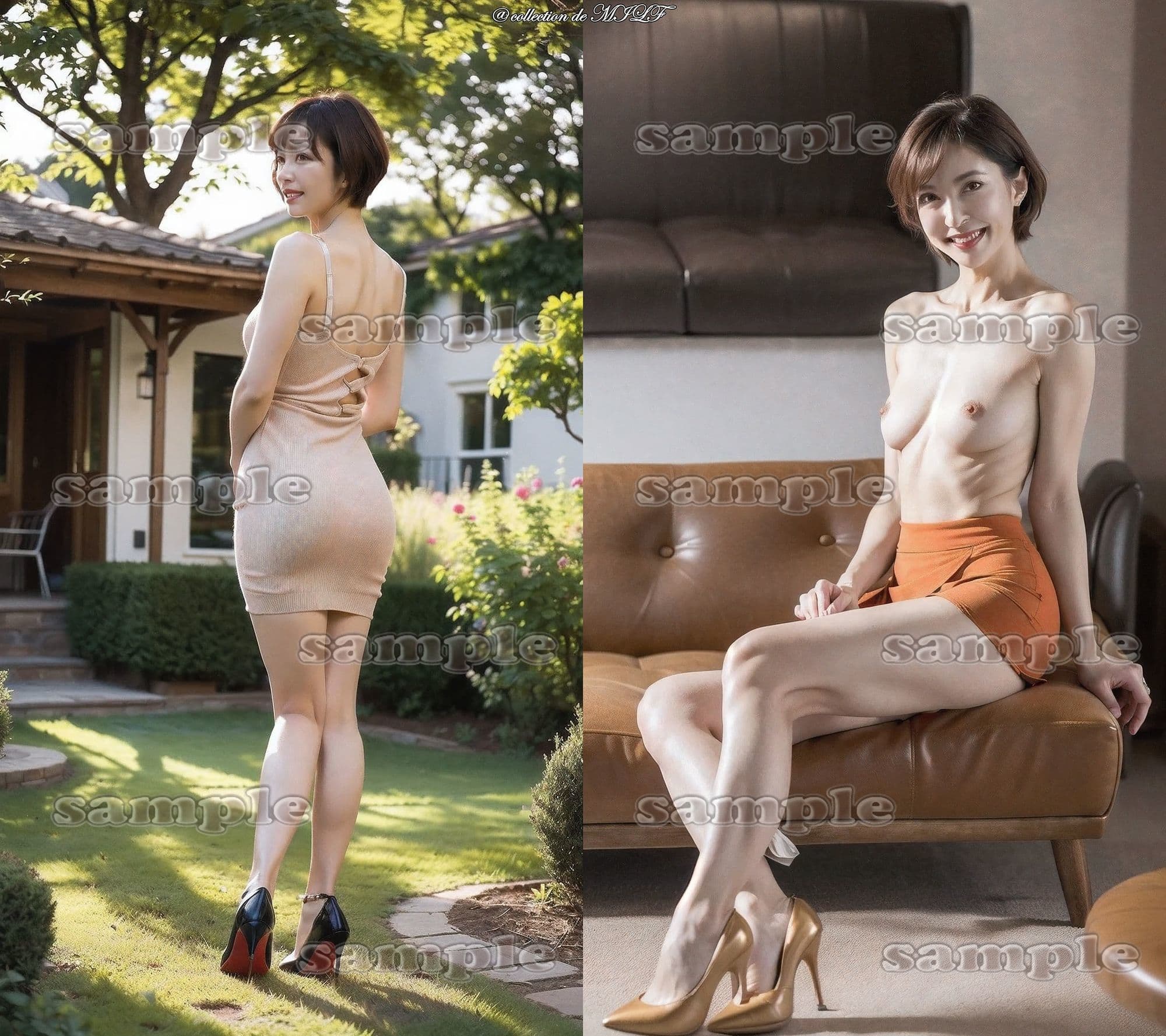 【AIグラビア】熟女のヒップとトップレス姿 サンプル1