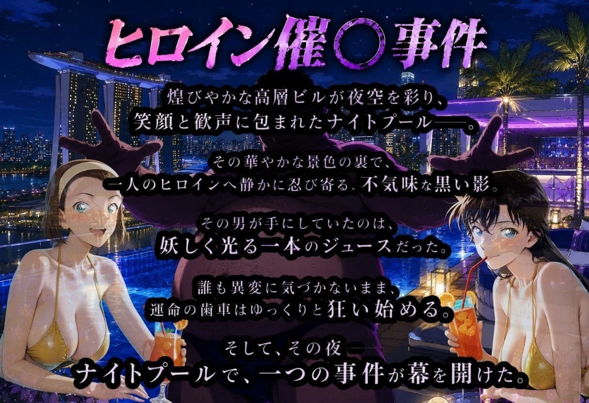 ナイトプールで堕ちた夏 〜黄ビキニの巨乳美女が太った男の催？？媚？？で連続中出しされるまで〜 サンプル1