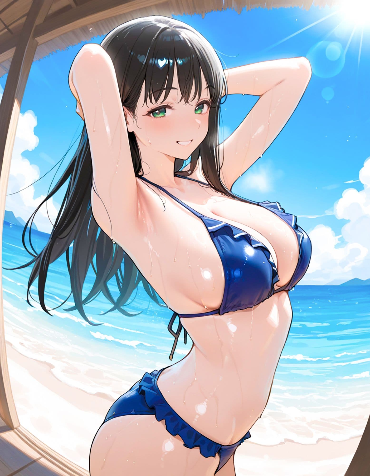 優等生快楽堕ち！ビキニ姿の黒髪美少女生徒会長をアヘイキするまでわからせたったww2【真夏のビーチ×ナイトプール編】 サンプル1