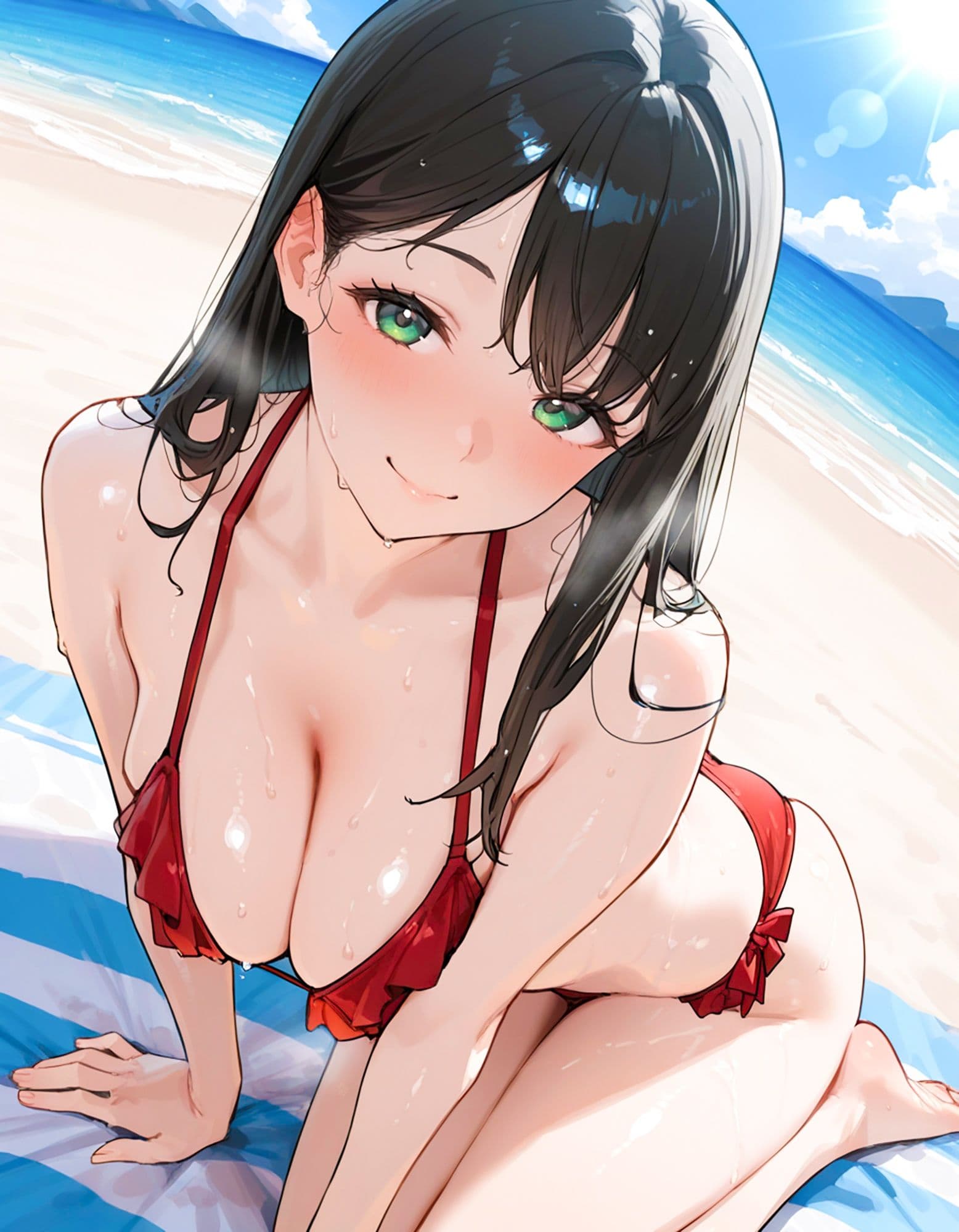優等生快楽堕ち！ビキニ姿の黒髪美少女生徒会長をアヘイキするまでわからせたったww2【真夏のビーチ×ナイトプール編】 サンプル2