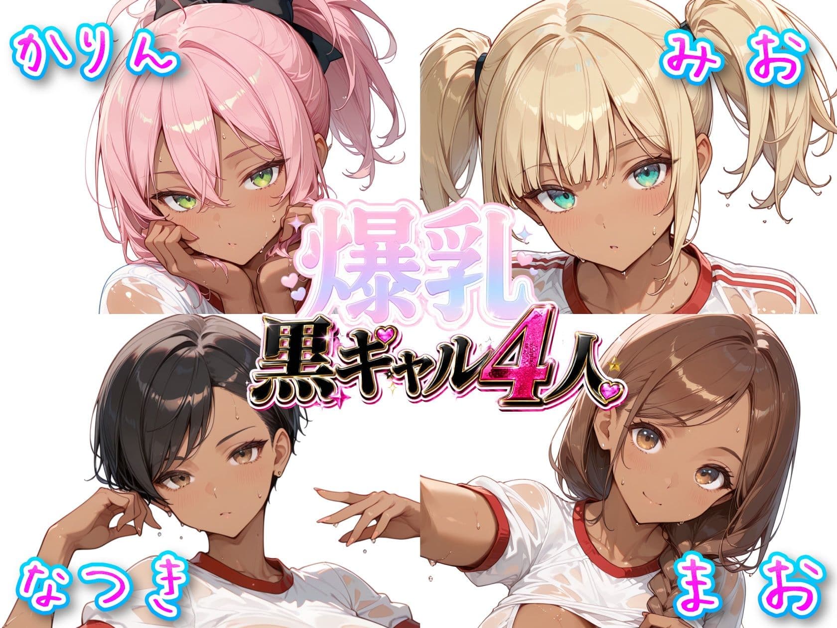 爆乳黒ギャル4人の真っ赤な体操服がパツパツで理性が飛ぶ件 サンプル1
